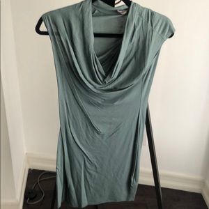 Helmet Lang green mini draped dress size S